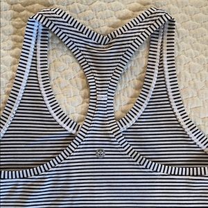 Lululemon Cool Racerback Tank Wht/Blk Stripe 8